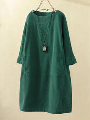 Audrey Belmonte | Corduroy Relaxed Midi Dress For Women