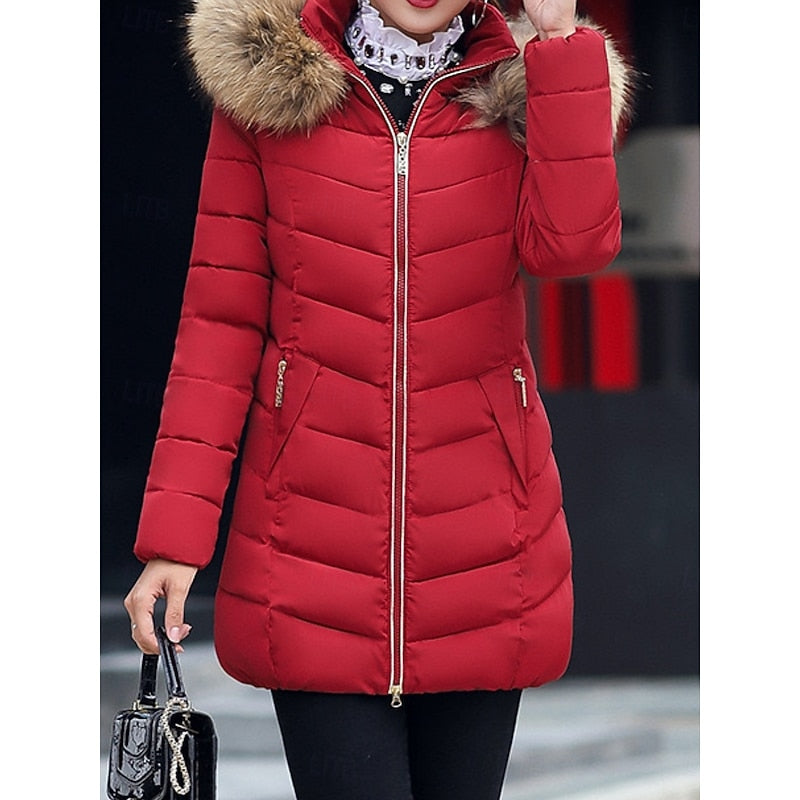 Isadora Whitcombe | Quilted Parka With Faux Fur Hood For Women