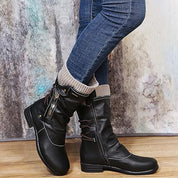 Merve Whitbury | Lace-Up Side-Zip Draped Boots For Women