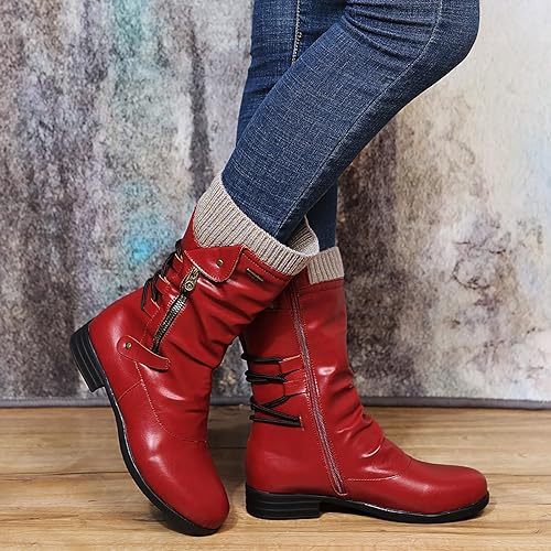 Merve Whitbury | Lace-Up Side-Zip Draped Boots For Women