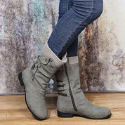 Merve Whitbury | Lace-Up Side-Zip Draped Boots For Women