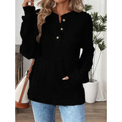 Nadege Pemberley | Khaki Ribbed Button Henley Top For Women