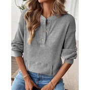 Nadege Pemberley | Khaki Ribbed Button Henley Top For Women