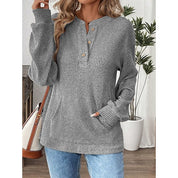 Nadege Pemberley | Khaki Ribbed Button Henley Top For Women
