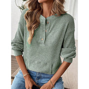 Nadege Pemberley | Khaki Ribbed Button Henley Top For Women