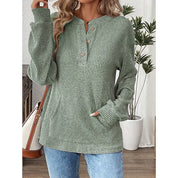Nadege Pemberley | Khaki Ribbed Button Henley Top For Women