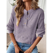 Nadege Pemberley | Khaki Ribbed Button Henley Top For Women