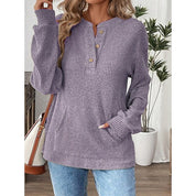 Nadege Pemberley | Khaki Ribbed Button Henley Top For Women