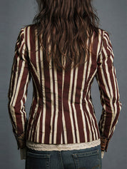 Ninon Greenaway | Navy Striped Bohemian Print Blazer For Women