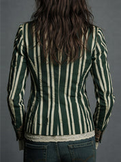 Ninon Greenaway | Navy Striped Bohemian Print Blazer For Women