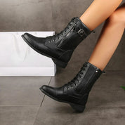 Xia Coledale | Lace-Up Side-Zip Combat Boots For Women