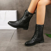 Xia Coledale | Lace-Up Side-Zip Combat Boots For Women