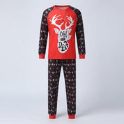 Frosty Pine | Red Reindeer Print Christmas Pyjamas For Men