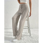 Odile Fournier | Ribbed Wide-Leg Pants With Drawstring Waist For Women