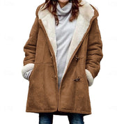Delphine Castagno | Faux Shearling Hooded Winter Coat For Women