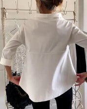 Eleanora Whitvane | White Bateau Neck 3/4 Sleeve Relaxed Top
