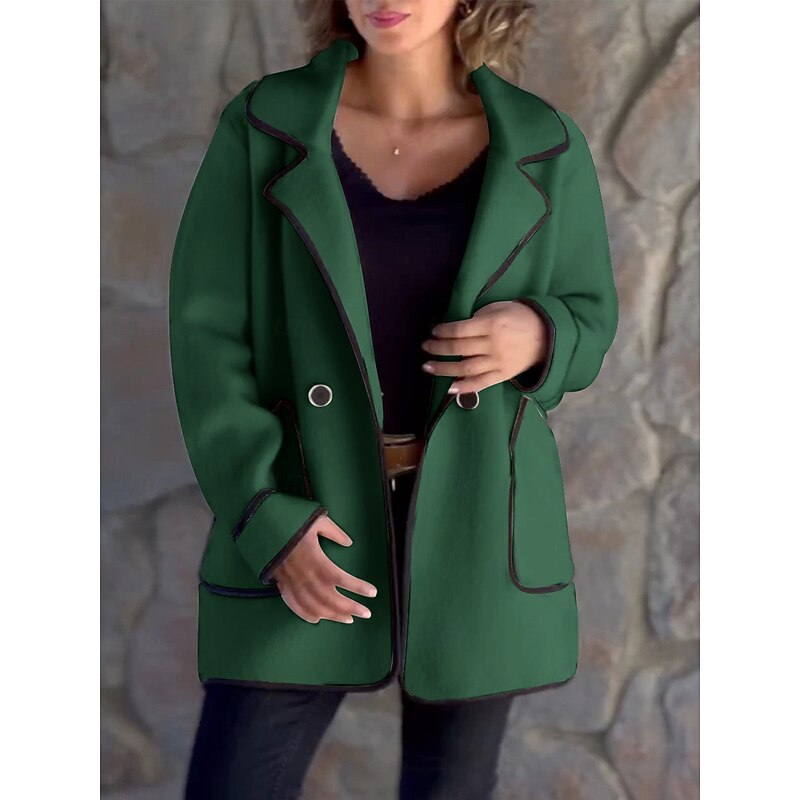 Camille Ferrante | Contrast-Trim Loose Coat For Women