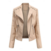 Genevra Sartori | Moto Leather Jacket With Lace-Up Shoulder Detail For Women