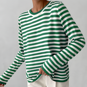 Marlowe Sinclair | Navy & White Striped Long-Sleeve Knit Top