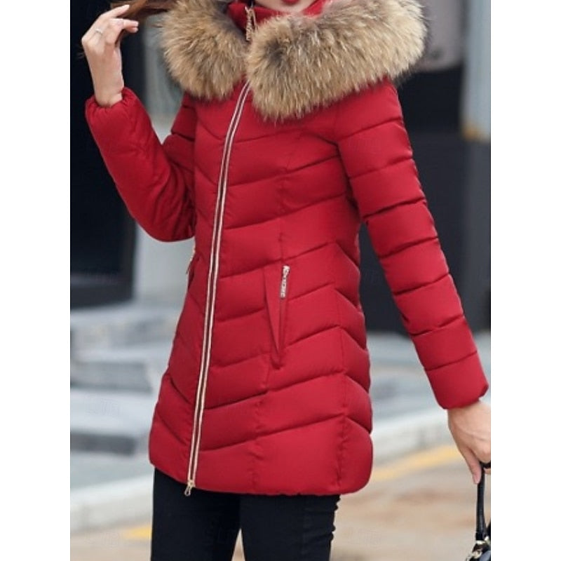 Isadora Whitcombe | Quilted Parka With Faux Fur Hood For Women