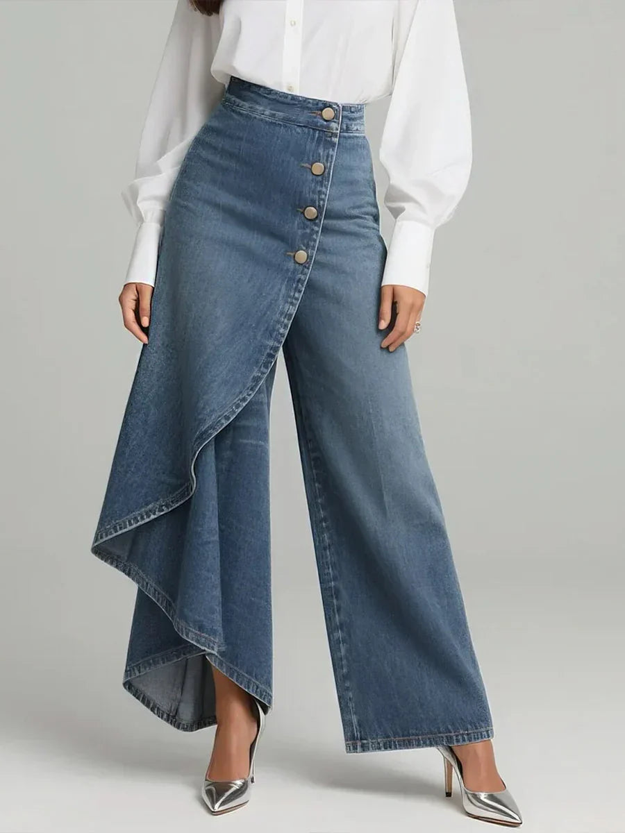 Margaret Fontaine | High-Waisted Wide-Leg Denim Pants For Women
