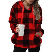 Colette Alddale | Cozy Quarter-Zip Checkered Hoodie For Women