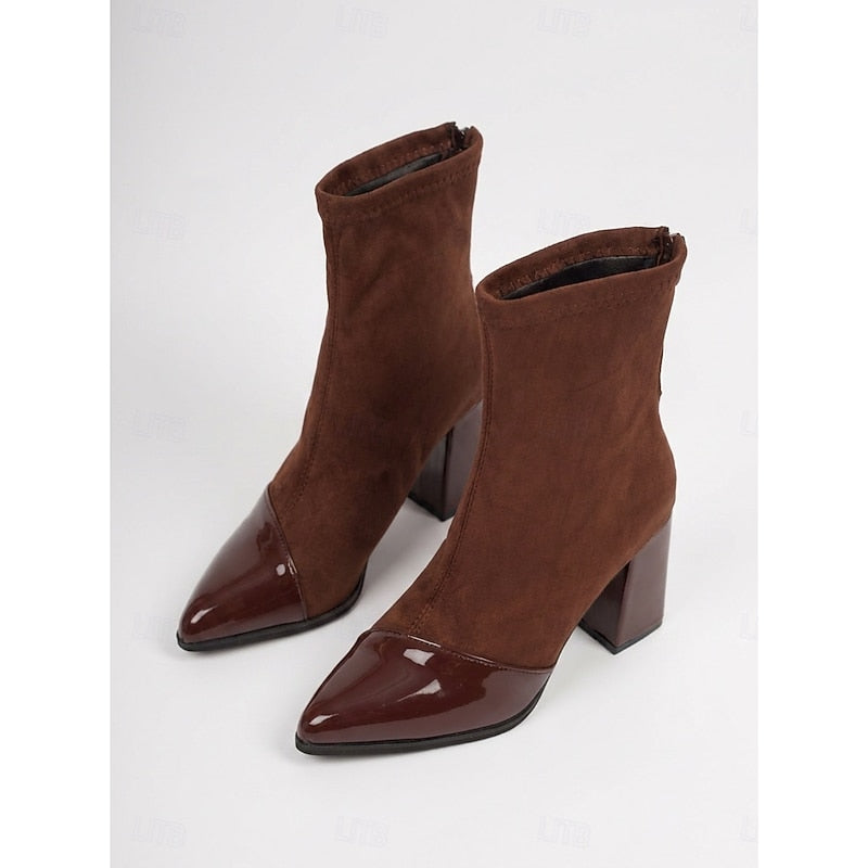 Fleur Renaudin | Suede Ankle Boots With Patent Cap Toe