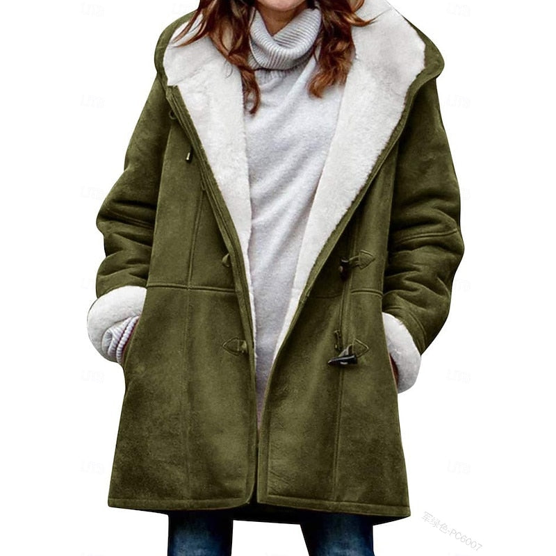 Delphine Castagno | Faux Shearling Hooded Winter Coat For Women