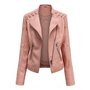 Genevra Sartori | Moto Leather Jacket With Lace-Up Shoulder Detail For Women
