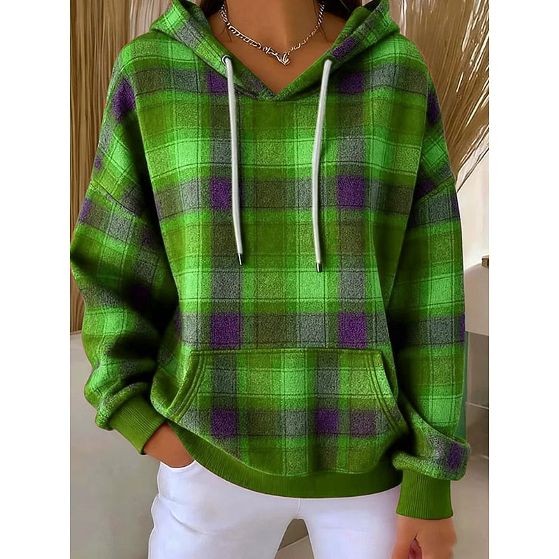 Margaux Delcourt | Checked Hoodie With Drawstring Hood For Women