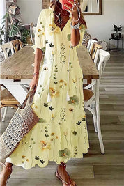 Rosalind Everly | White Floral Print V-Neck Tassel Maxi Dress