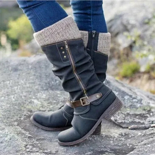 Harriet Stoneleigh | Knit-Cuff Knee-High Orthopedic Boots For Women