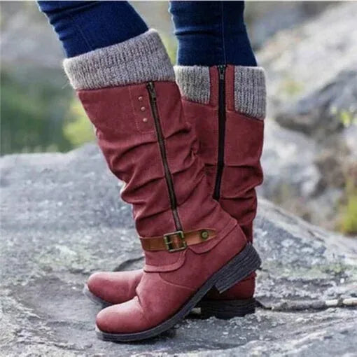 Harriet Stoneleigh | Knit-Cuff Knee-High Orthopedic Boots For Women