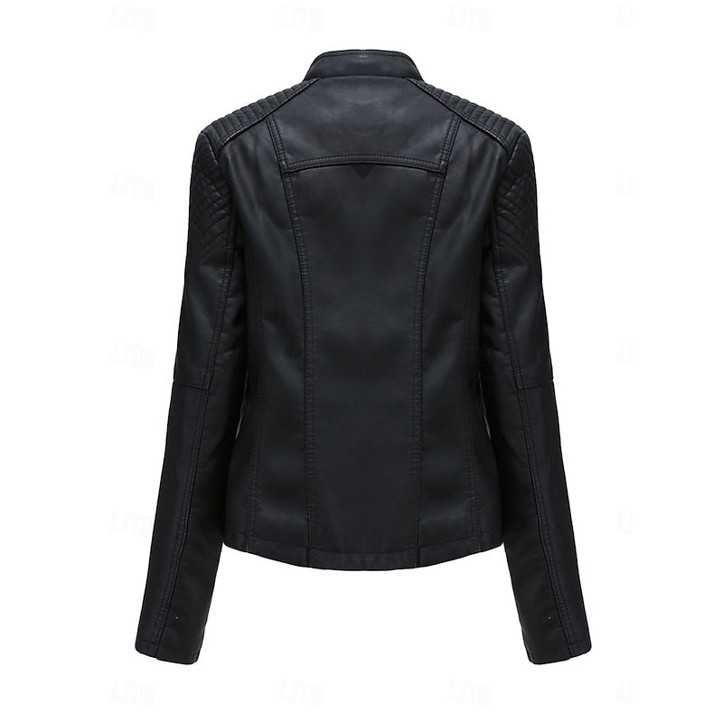 Genevra Sartori | Moto Leather Jacket With Lace-Up Shoulder Detail For Women