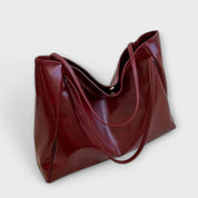 Celeste Vanthorpe | Black Faux Leather Oversized Tote Bag