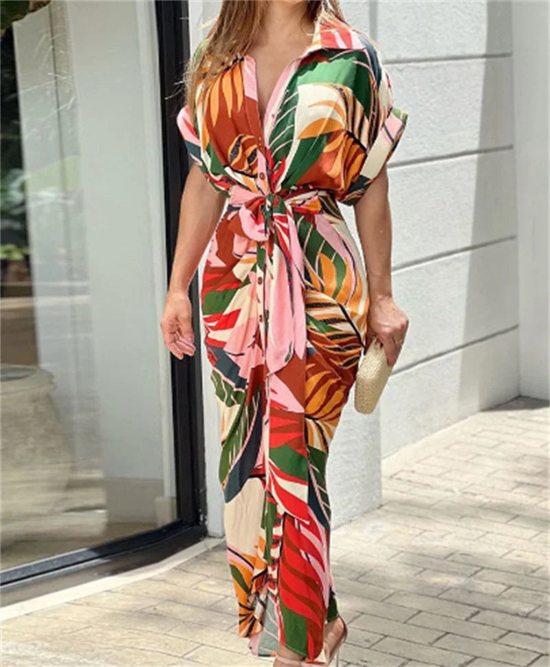 Greta Bellavance | Abstract Print Midi Shirt Dress For Women