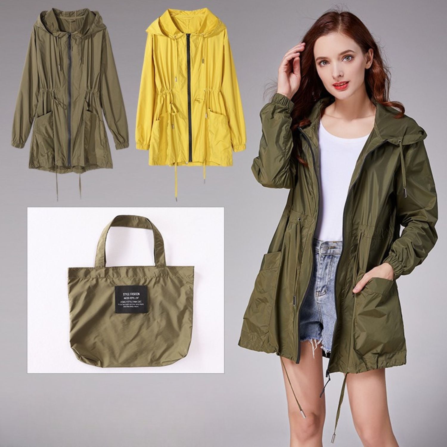 Vivienne Stormcrest | Women's Lightweight Hooded Raincoat Trench Jacket