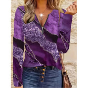 Isadora Fontanel | Floral Quarter-Zip Long Sleeve Top For Women