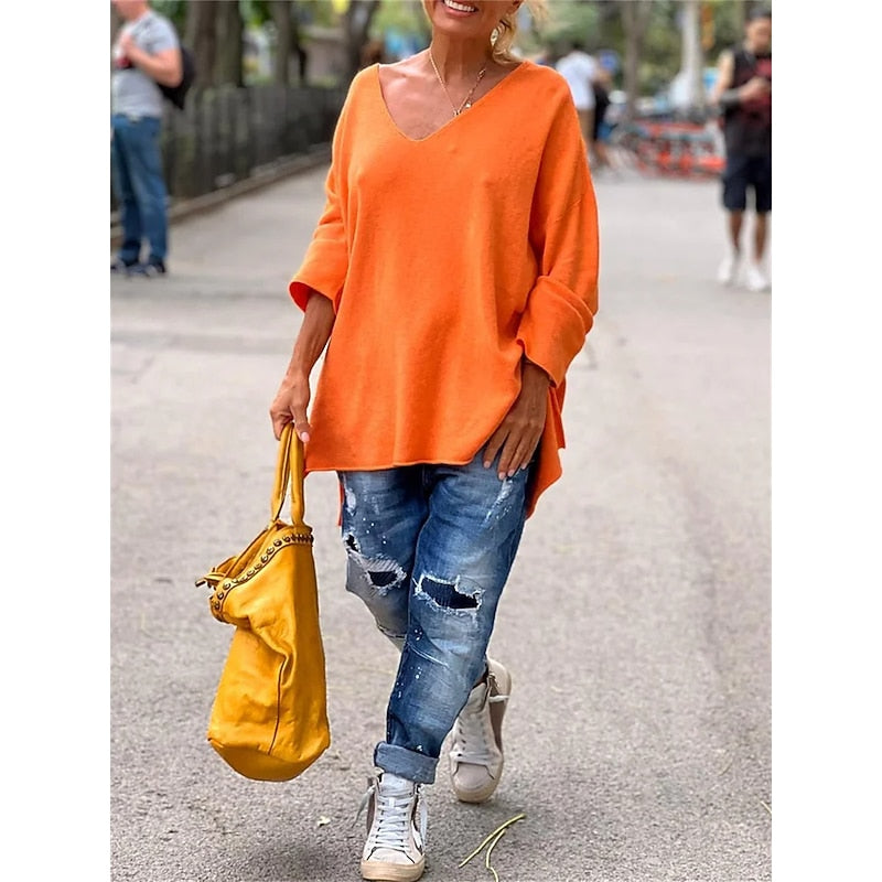 Francesca Moretti | Relaxed V-Neck Pullover For Women