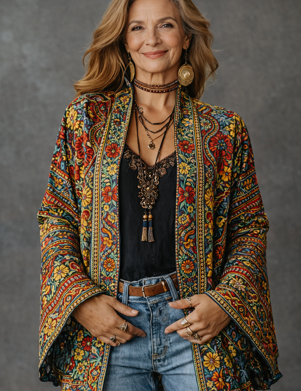 Romy Carraway | Velvet Bohemian Print Cardigan For Women