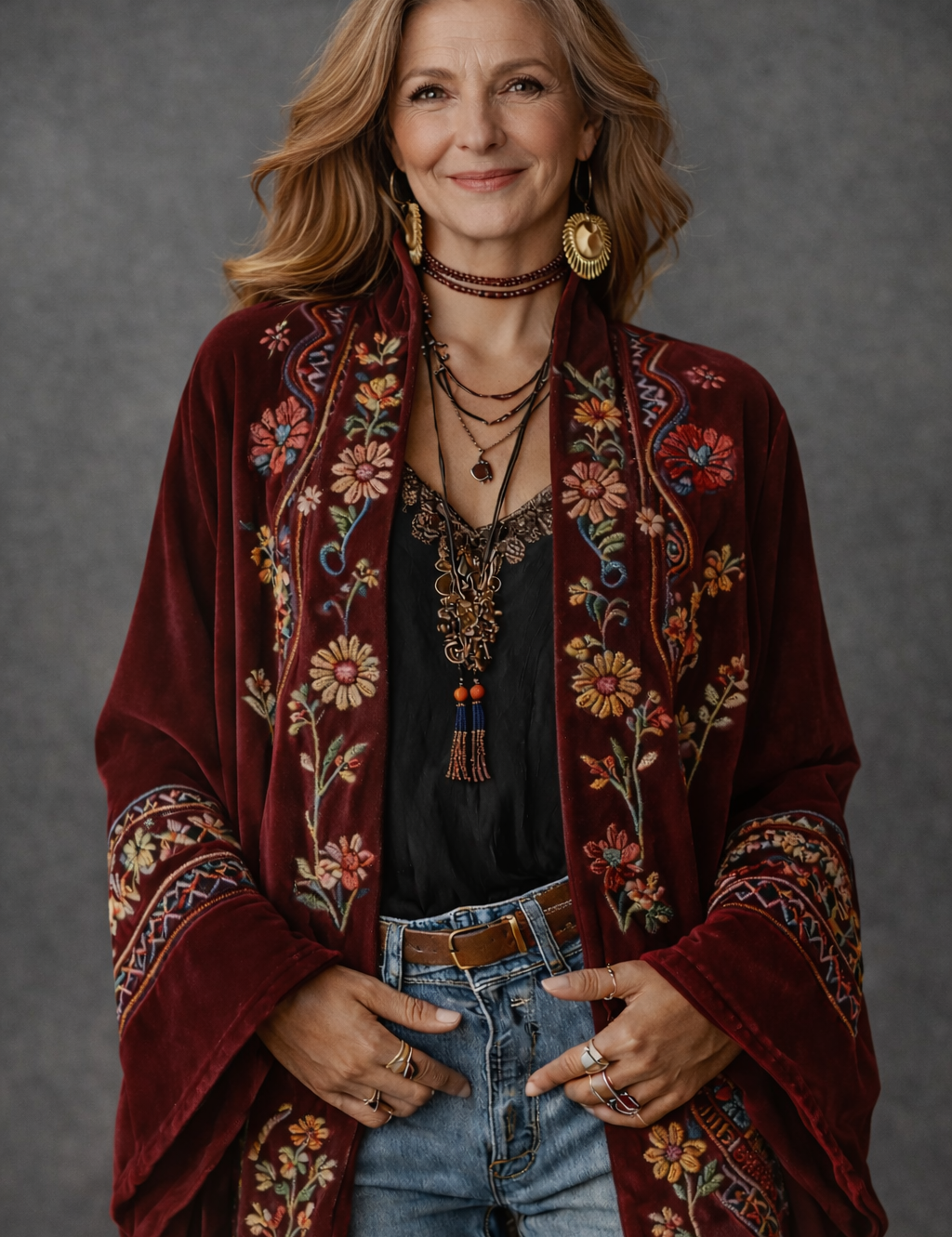 Romy Carraway | Velvet Bohemian Print Cardigan For Women