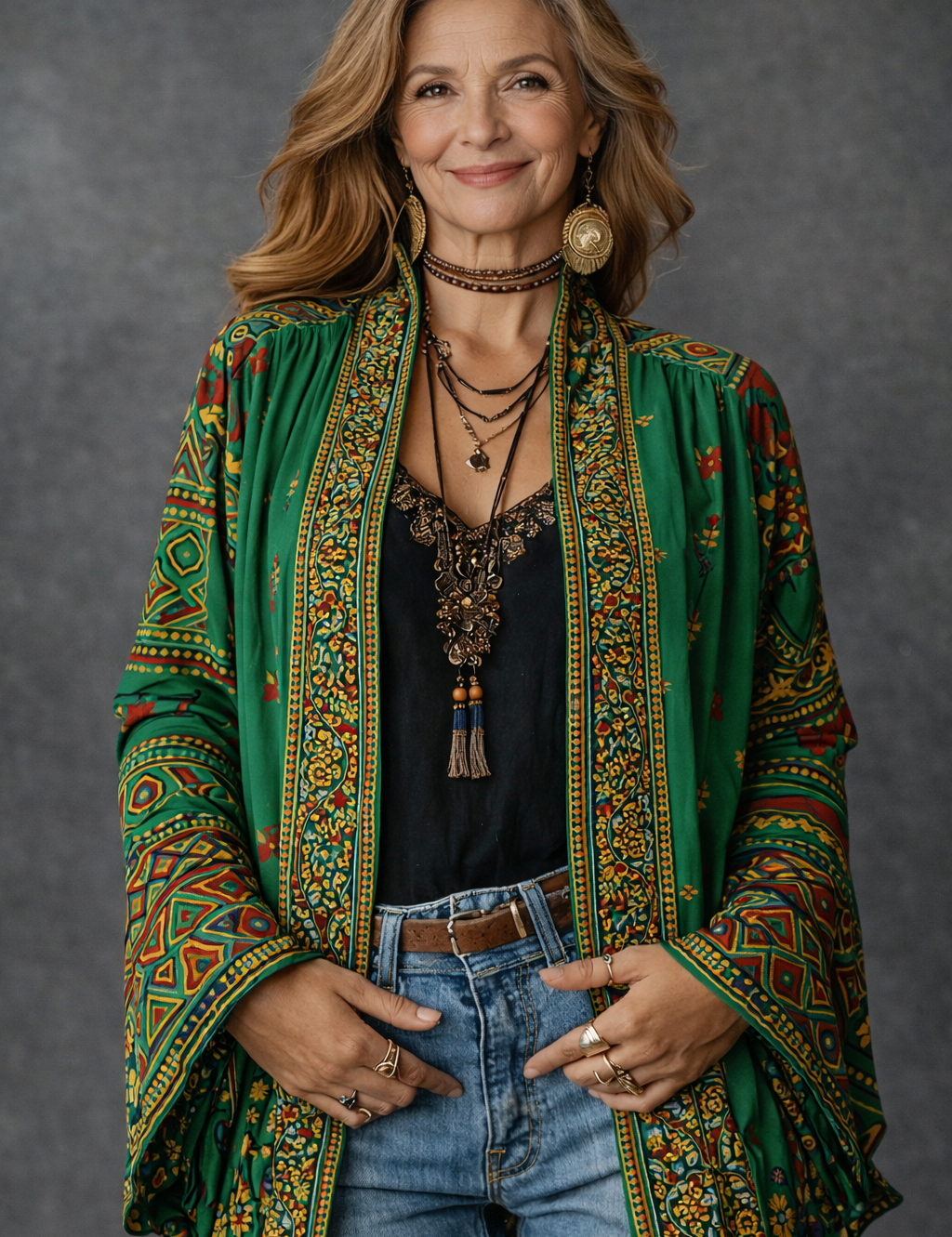 Romy Carraway | Velvet Bohemian Print Cardigan For Women