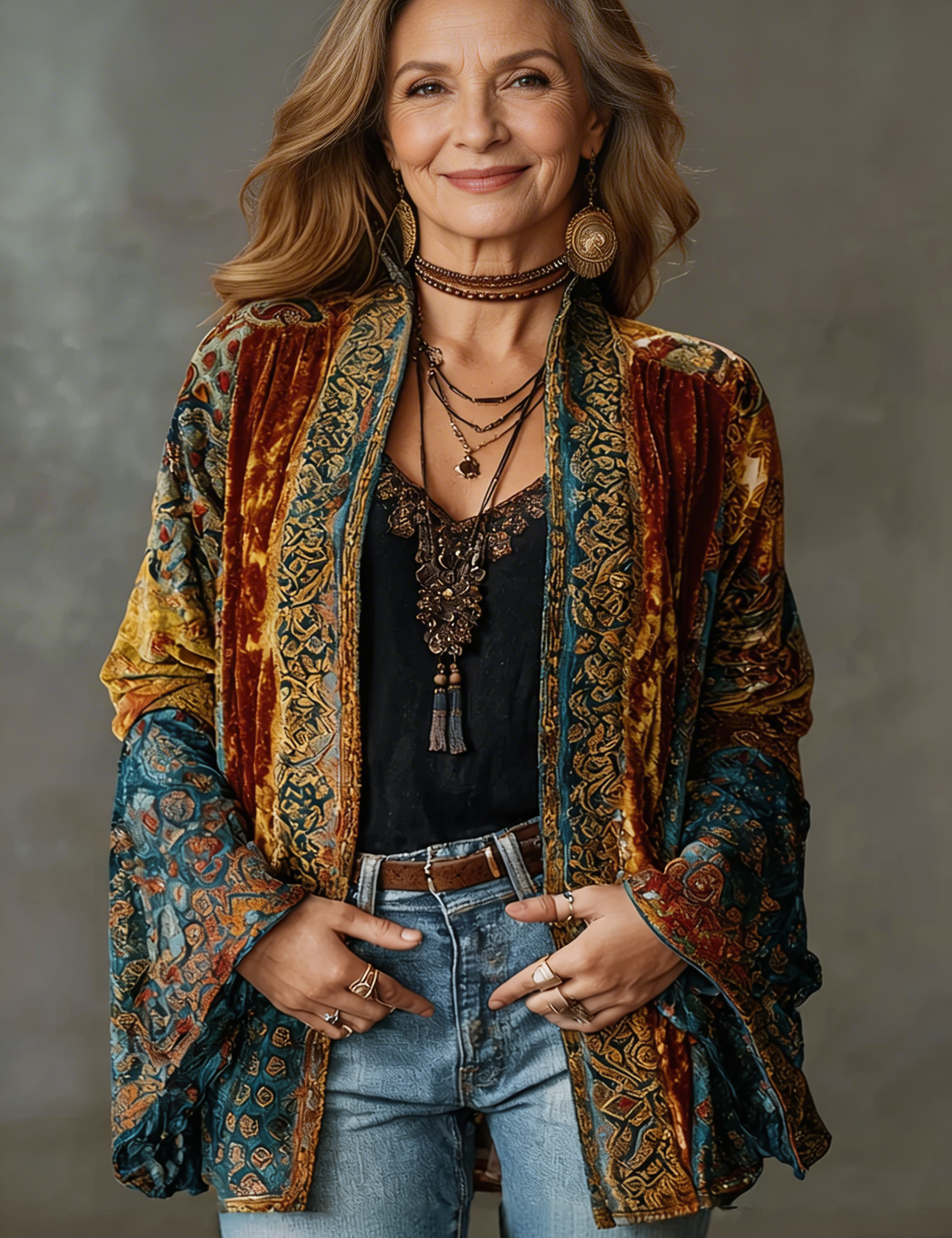 romy-carraway-burgundy-velvet-bohemian-print-cardigan-for-women-model-01.png