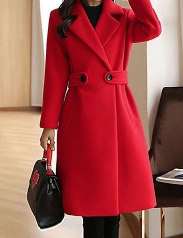 Elena Whitmore | Premium Belted Long Wool Coat For Women
