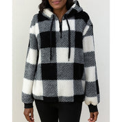 Colette Alddale | Cozy Quarter-Zip Checkered Hoodie For Women
