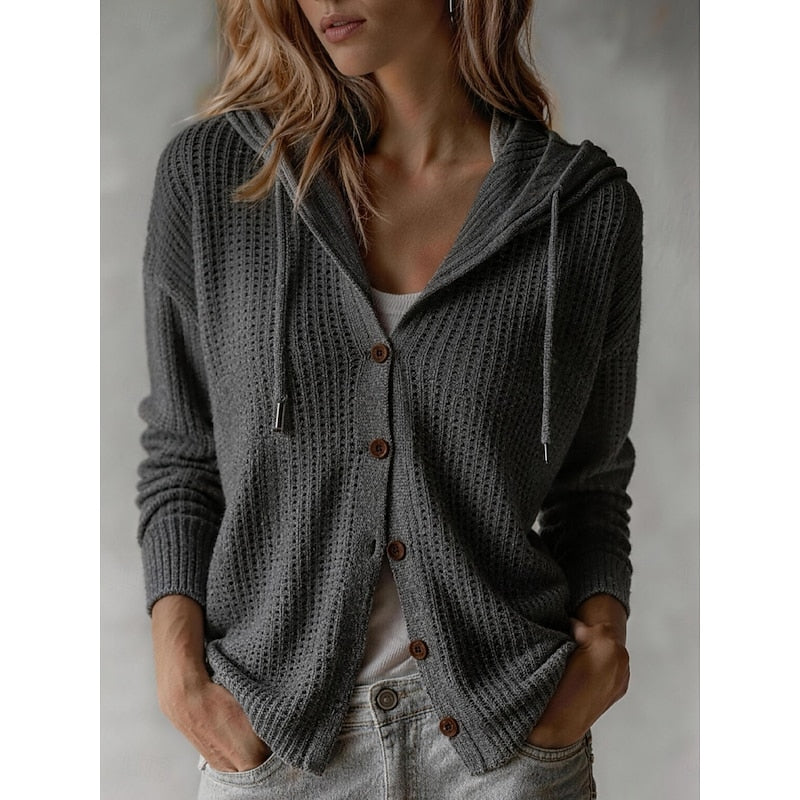 Sadie Yarborough | Hooded Waffle Knit Cardigan For Women