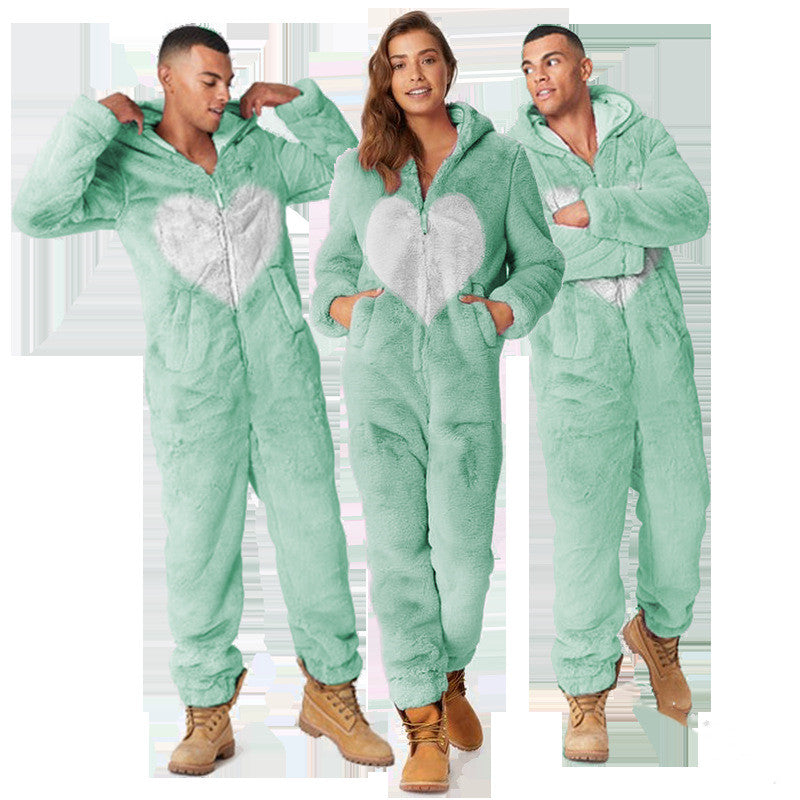 Sage Delamere | Blue Heart Fleece Hooded Onesie Unisex & Couples