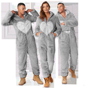 Sage Delamere | Blue Heart Fleece Hooded Onesie Unisex & Couples