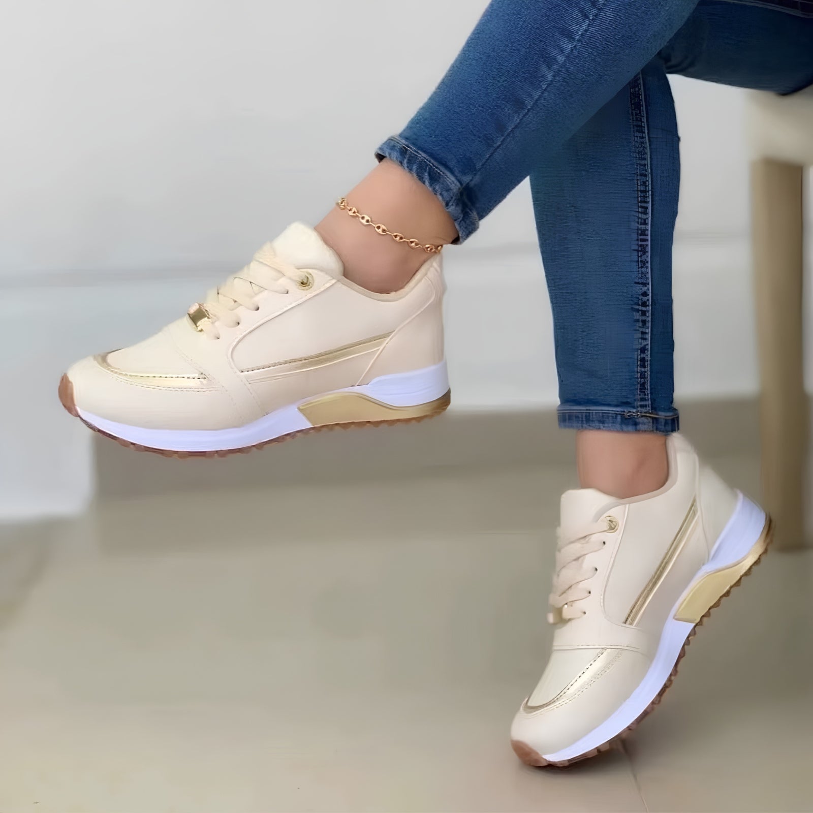 Claire Montrose | Navy Lace-Up Sneakers For Women