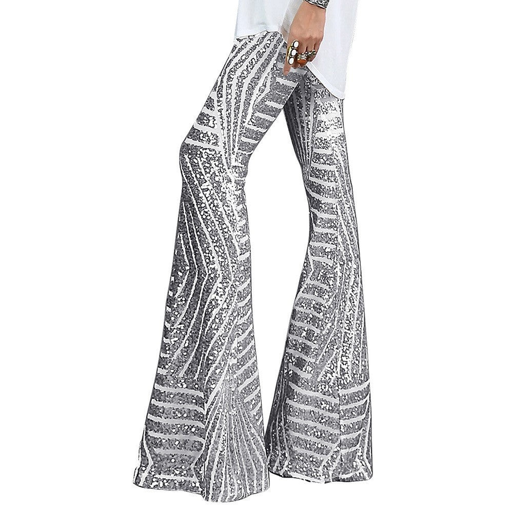 Gianna Belcourt | Gold Sequin Flare Pants For Women